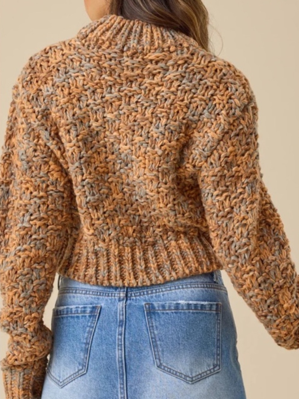 Altar’d State Marled Chunky Knit Sweater Orange Brown Gray XS NWT - Picture 3 of 12
